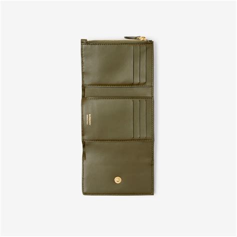 Small Check Folding Wallet in Olive green 